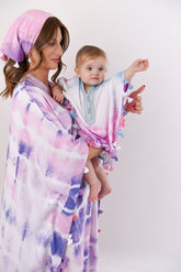 Tie Dye Jalabiya - White Purple