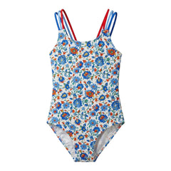 Blue Bloom Multi-Strap One-piece Swimsuit