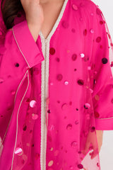 Crepe Jalabiya Fuschia Pink - group shot with three colors