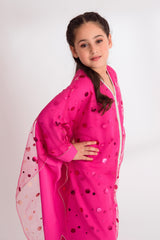 Crepe Jalabiya Fuschia Pink - full length side view