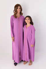Plain Embroidery Jalabiya - Purple