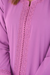 Plain Embroidery Jalabiya - Purple