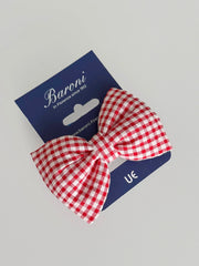 Red Checkered Dress with Hair Clip