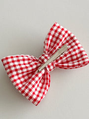 Red Checkered Dress with Hair Clip