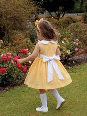 Yellow Checkered Dress with Headband