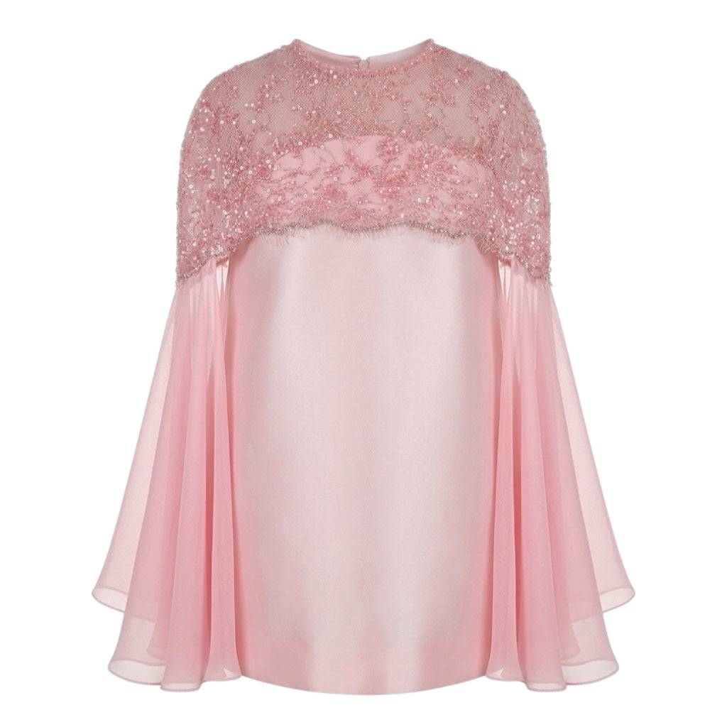 Pink A -shaped Short Dress with Cape