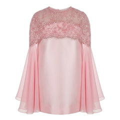 Pink A -shaped Short Dress with Cape