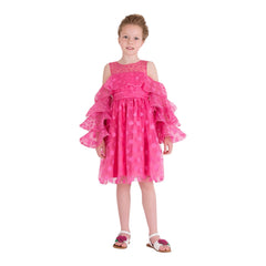 Pink Polka Dot Ruffle Dress