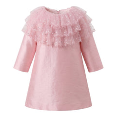Pink Taffeta with Collar Short Dress