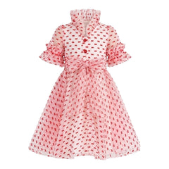 Red Flared Dot Dress