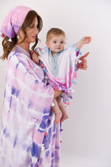 Tie Dye Jalabiya - White Purple