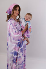 Tie Dye Jalabiya - White Purple