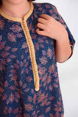 Printed Silk Gandoura Sea