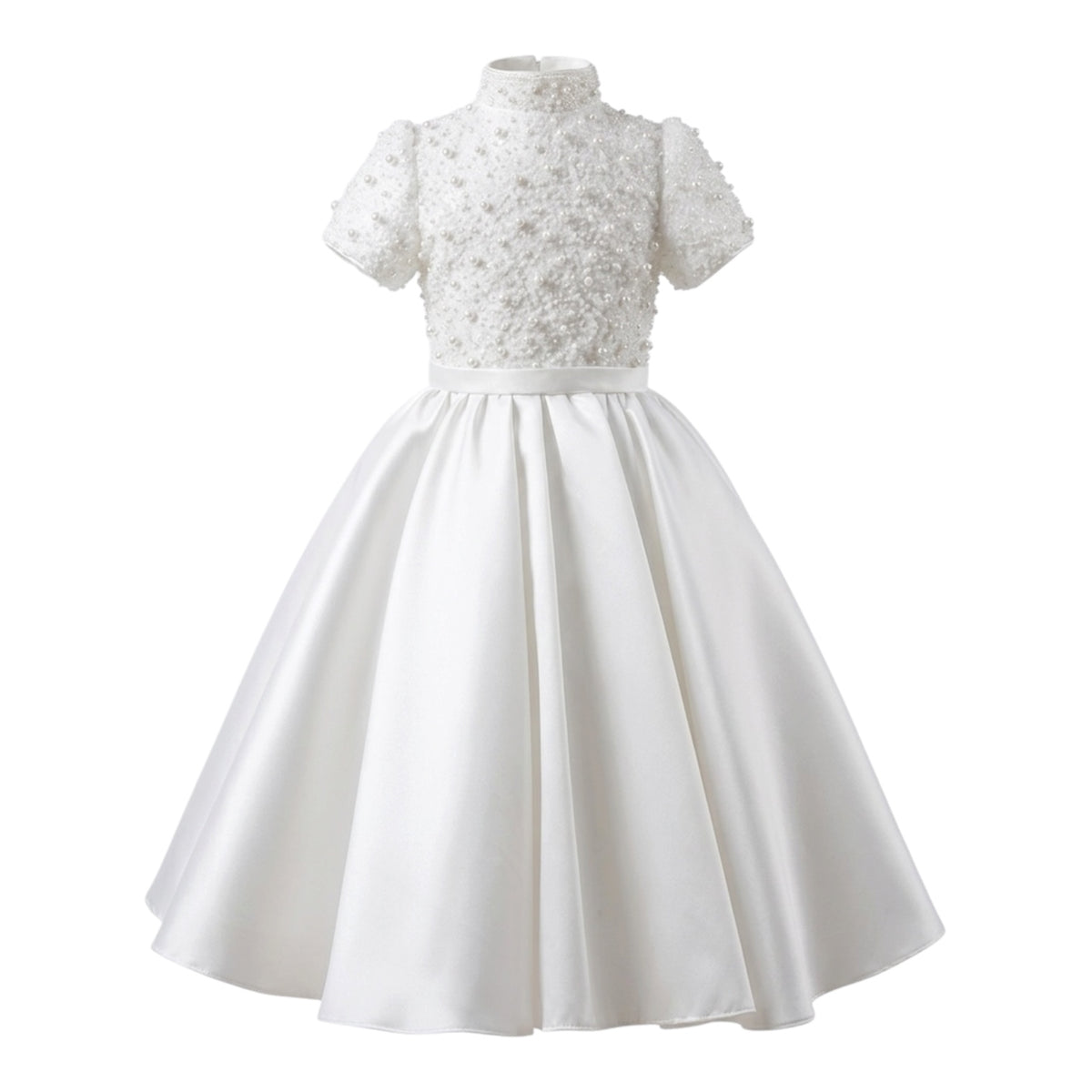 White Mikado Pearl Dress