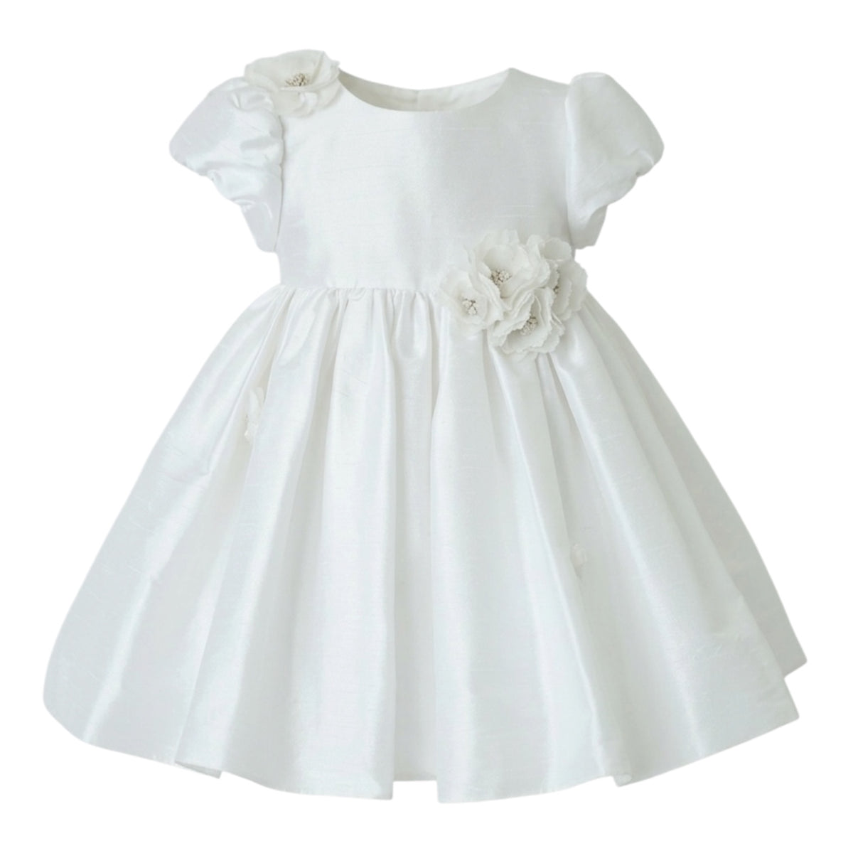 White Taffeta with Floral Embroidery